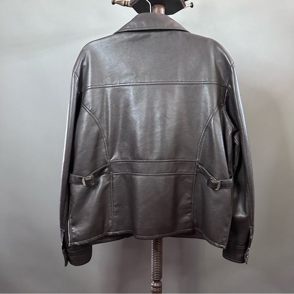 Vintage 60s Cascade Faux Brown Leather Mens Jacket - Picture 6 of 11